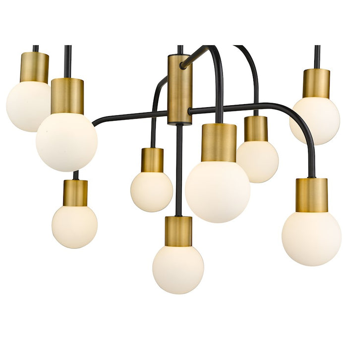 Z-Lite Neutra 9 Light 26.5" Chandelier, Black/Foundry Brass/Opal