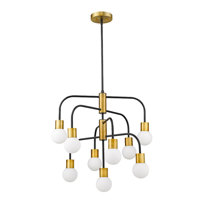 Z-Lite Neutra 9 Light 26.5" Chandelier, Black/Foundry Brass/Opal