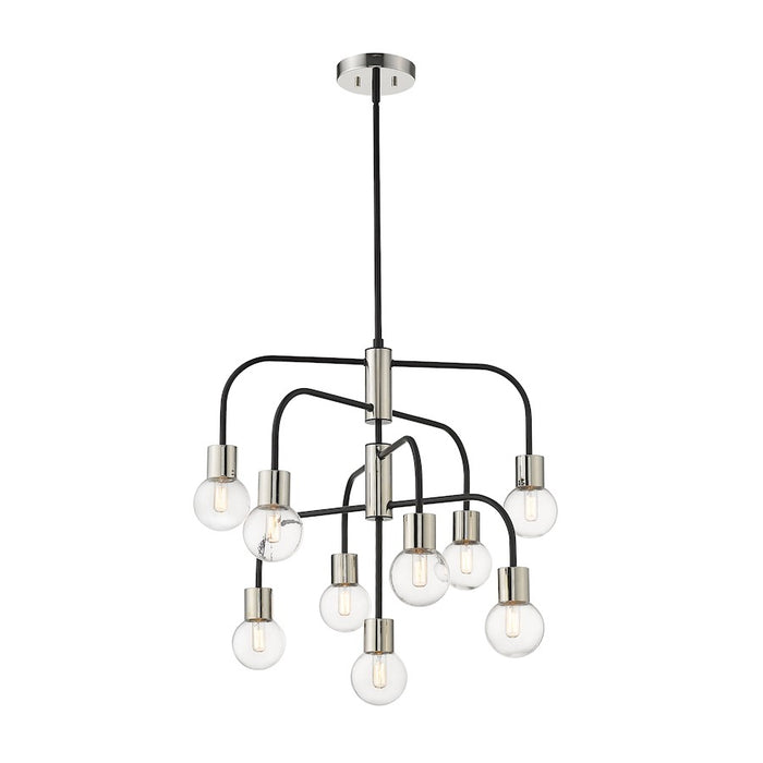 Z-Lite Neutra 9 Light 26" Chandelier, Black/Polished Nickel, Clear - 621-9MB-PN