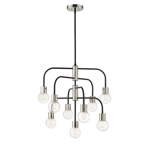 Z-Lite Neutra 9 Light 26" Chandelier, Black/Polished Nickel/Clear