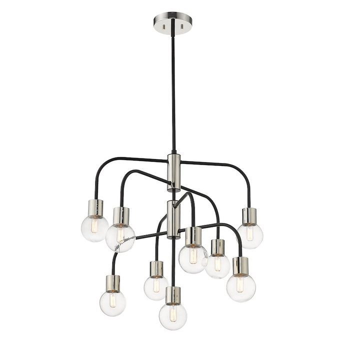 Z-Lite Neutra 9 Light 26" Chandelier, Black/Polished Nickel/Clear