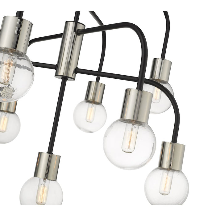 Z-Lite Neutra 9 Light 26" Chandelier, Black/Polished Nickel/Clear