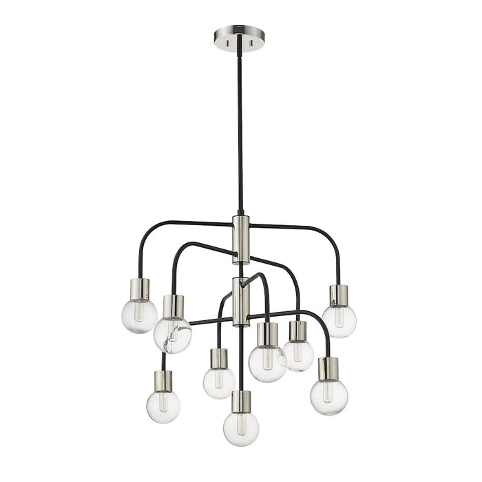 Z-Lite Neutra 9 Light 26" Chandelier, Black/Polished Nickel/Clear