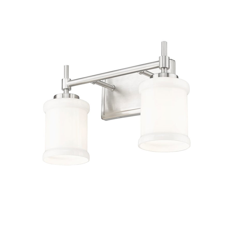 Z-Lite Cadoc 2 Light 15" Vanity, Brushed Nickel/Gloss Opal