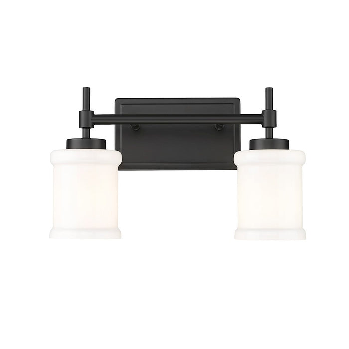 Z-Lite Cadoc 2 Light 15" Vanity, Matte Black/Gloss Opal