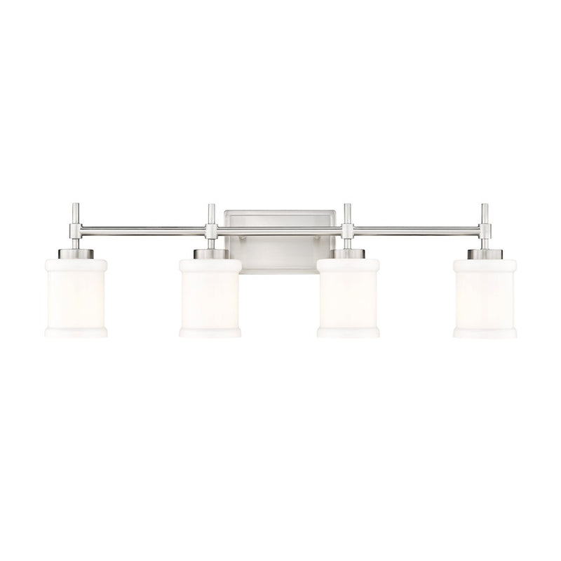 Z-Lite Cadoc 4 Light 31.5" Vanity, Brushed Nickel/Gloss Opal
