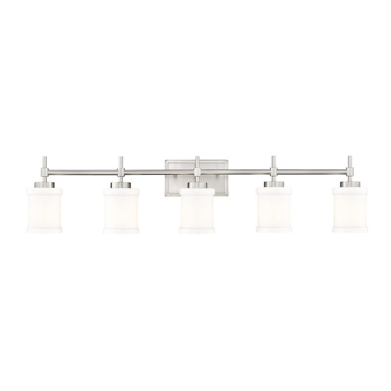 Z-Lite Cadoc 5 Light 40.5" Vanity, Brushed Nickel/Gloss Opal