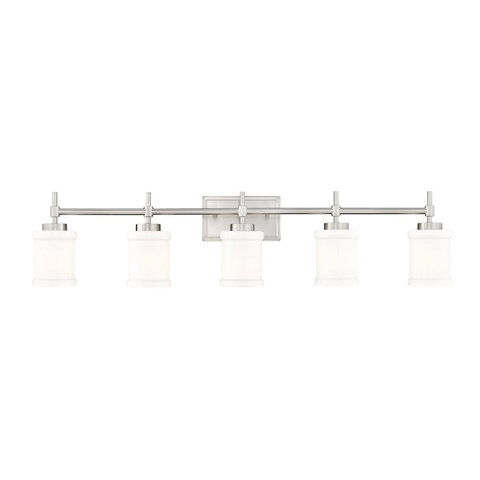 Z-Lite Cadoc 5 Light 40.5" Vanity, Brushed Nickel/Gloss Opal