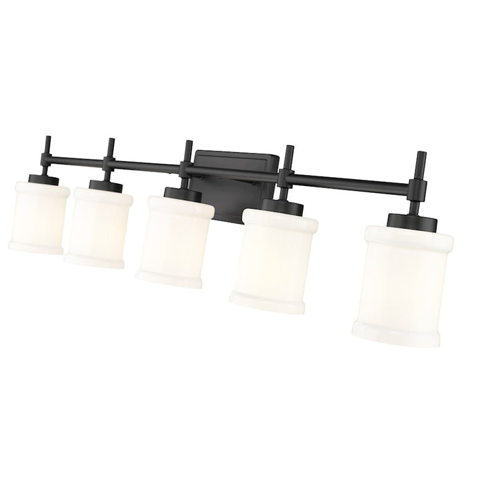 Z-Lite Cadoc 5 Light 40.5" Vanity, Matte Black/Gloss Opal