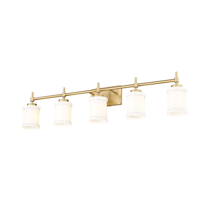 Z-Lite Cadoc 5 Light 40.5" Vanity, Modern Gold/Gloss Opal