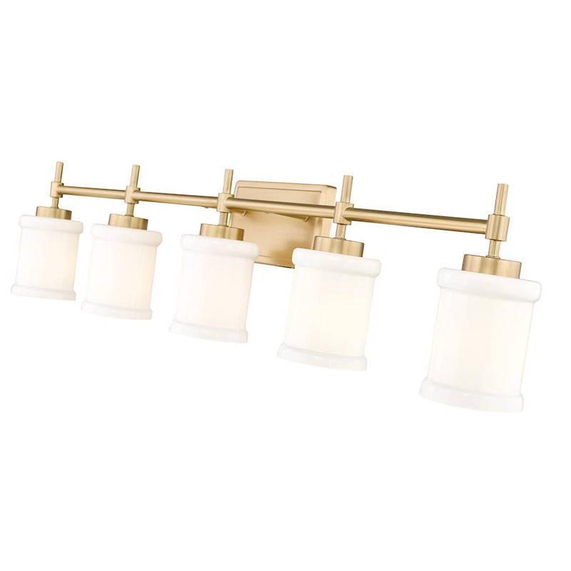 Z-Lite Cadoc 5 Light 40.5" Vanity, Modern Gold/Gloss Opal