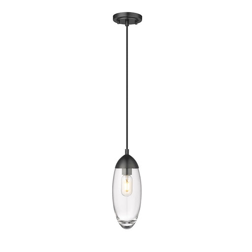 Z-Lite Arden 1 Light Pendant, Matte Black/Clear - 651P-MB