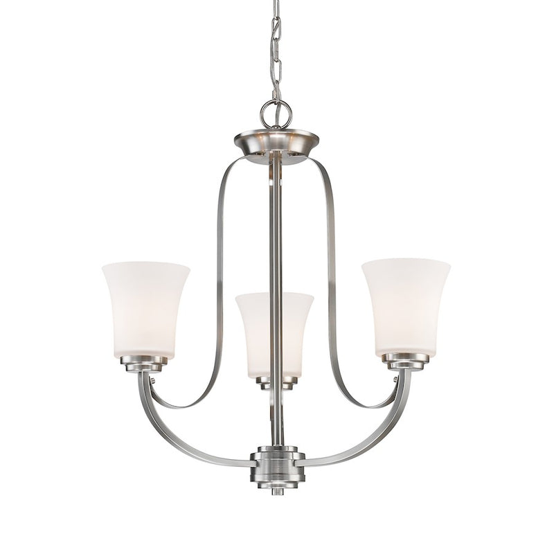 Z-Lite Halliwell 3 Light Chandelier, Brushed Nickel, Matte Opal - 7000-3BN