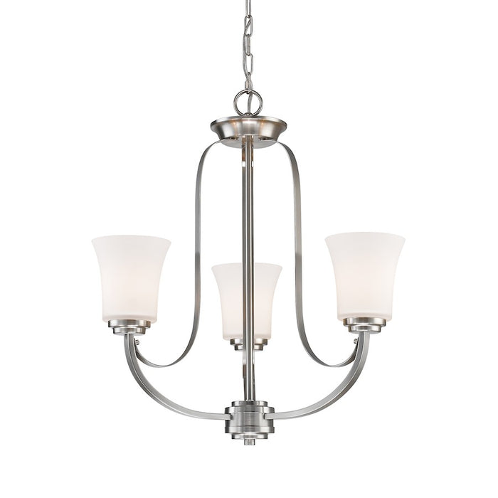 Z-Lite Halliwell 3 Light Chandelier, Brushed Nickel, Matte Opal - 7000-3BN