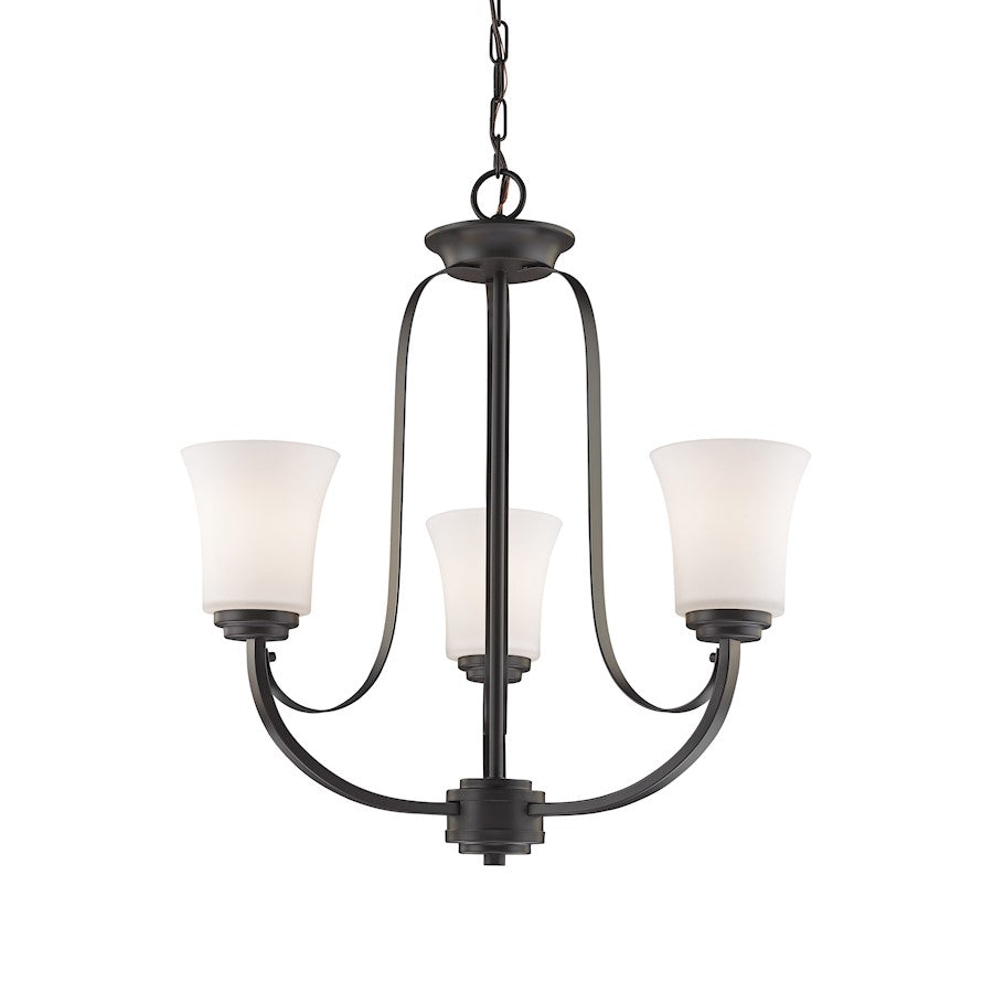 Z-Lite Halliwell 3 Light Chandelier, Bronze, Matte Opal - 7000-3BRZ