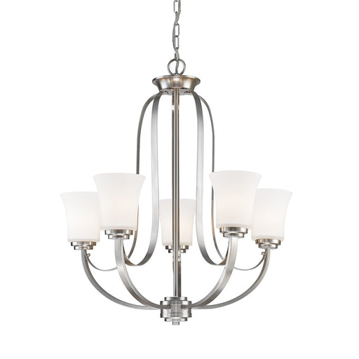 Z-Lite Halliwell 5 Light Chandelier, Brushed Nickel, Matte Opal - 7000-5BN