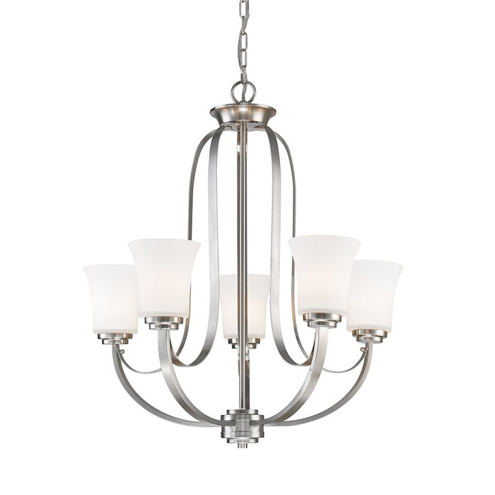 Z-Lite Halliwell 5 Light Chandelier, Brushed Nickel, Matte Opal - 7000-5BN