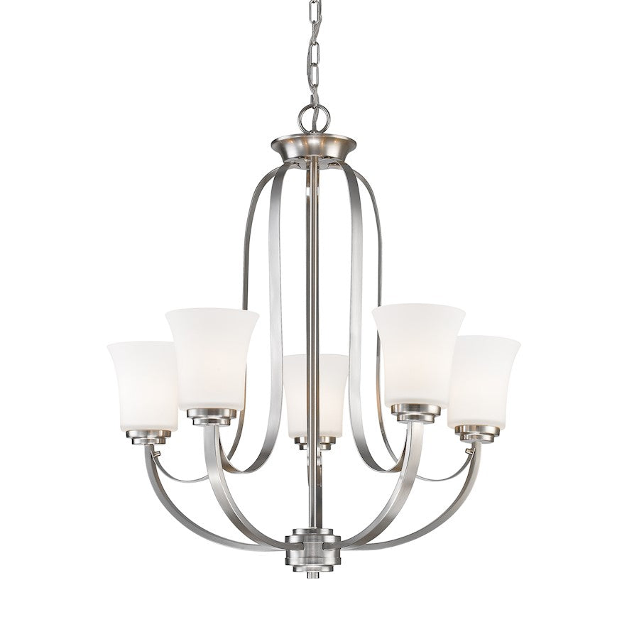 Z-Lite Halliwell 5 Light Chandelier, Brushed Nickel, Matte Opal - 7000-5BN