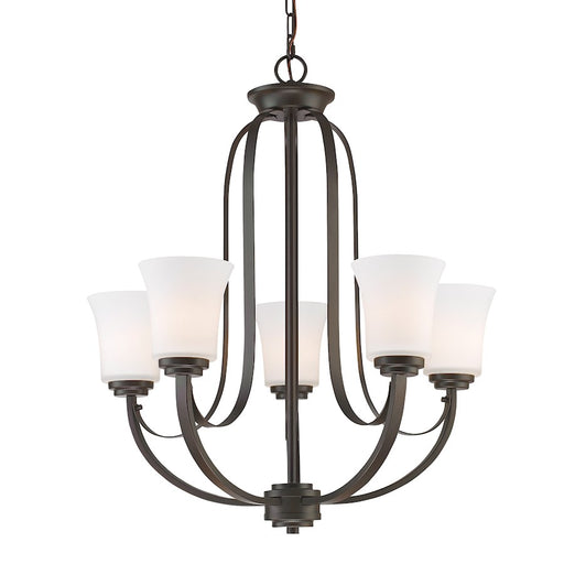 Z-Lite Halliwell 5 Light Chandelier, Bronze, Matte Opal - 7000-5BRZ
