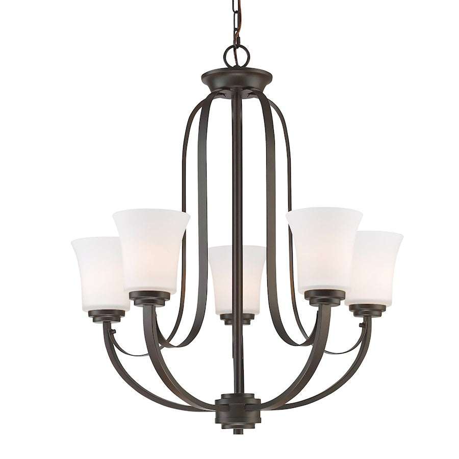 Z-Lite Halliwell 5 Light Chandelier, Bronze, Matte Opal - 7000-5BRZ