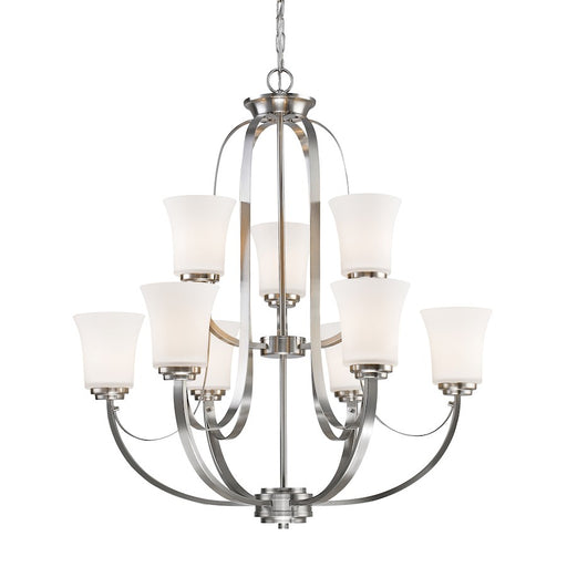Z-Lite Halliwell 9 Light Chandelier, Brushed Nickel, Matte Opal - 7000-9BN