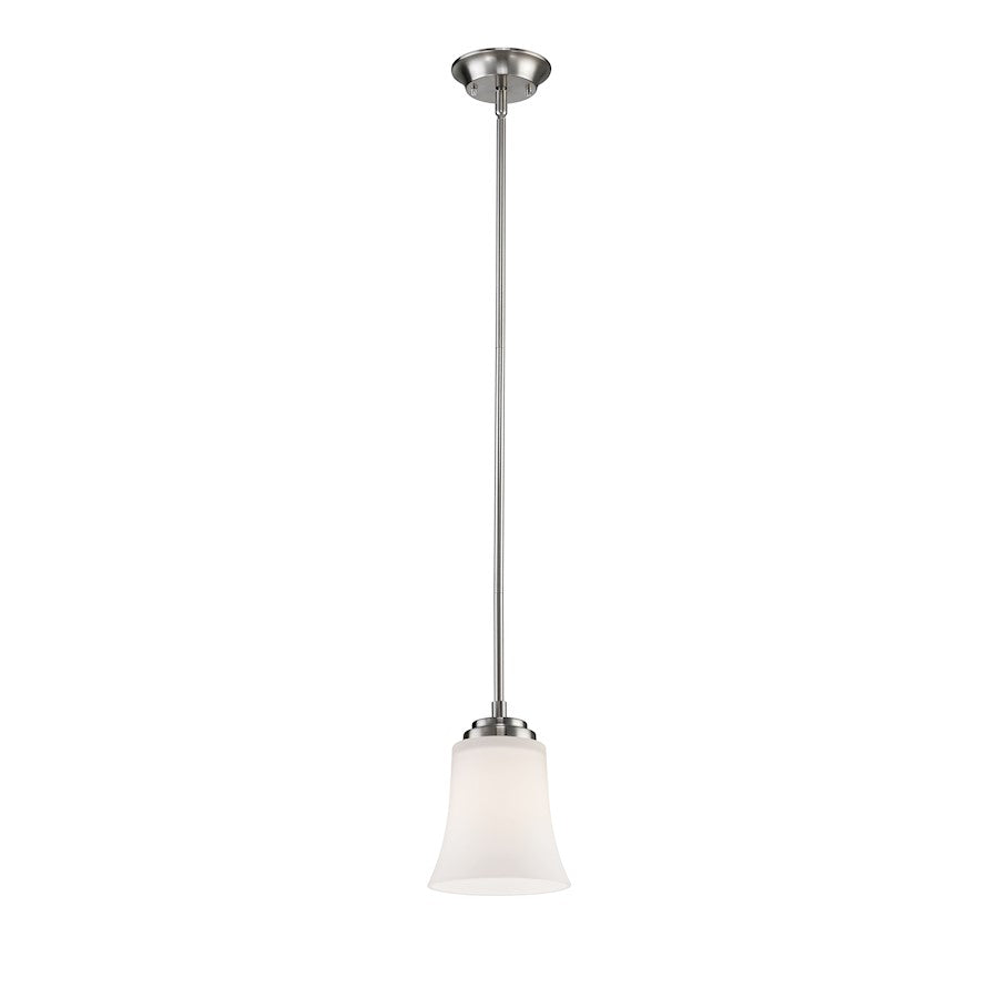 Z-Lite Halliwell 1 Light Mini Pendant, Brushed Nickel, Matte Opal - 7000MP-BN