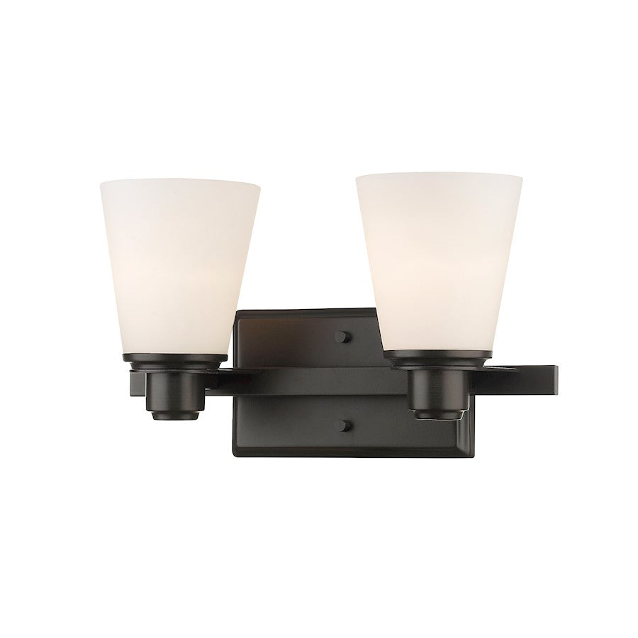 Z-Lite Kayla 2 Light Vanity Light, Bronze, Matte Opal - 7001-2V-BRZ