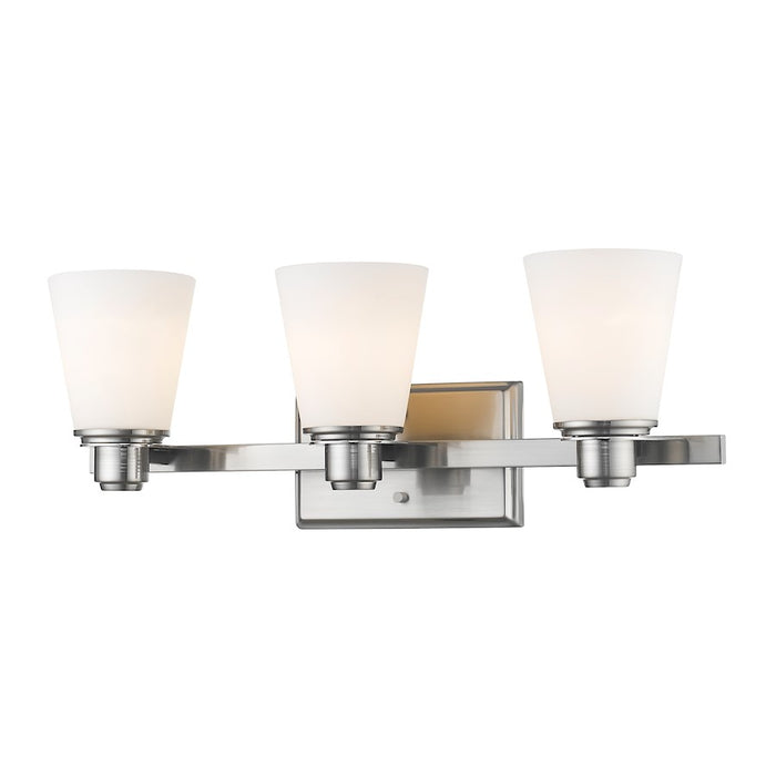 Z-Lite Kayla 3 Light Vanity Light, Brushed Nickel, Matte Opal - 7001-3V-BN