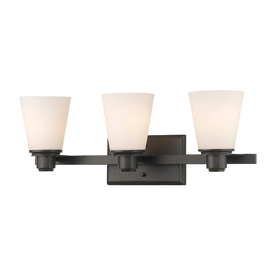 Z-Lite Kayla 3 Light Vanity Light, Bronze, Matte Opal - 7001-3V-BRZ