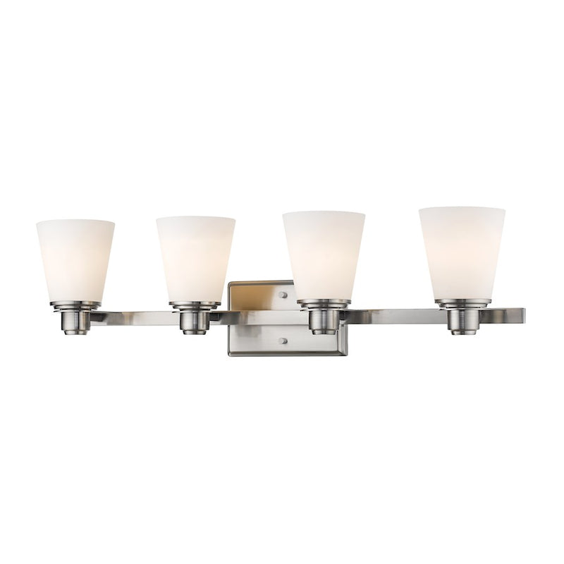 Z-Lite Kayla 4 Light Vanity Light, Brushed Nickel, Matte Opal - 7001-4V-BN