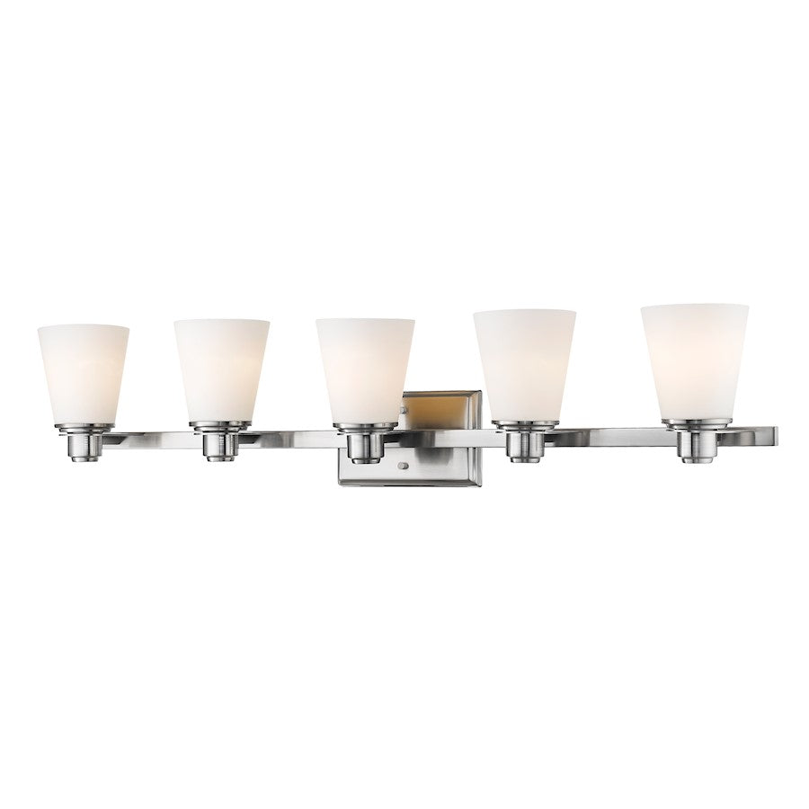 Z-Lite Kayla 5 Light Vanity Light, Brushed Nickel, Matte Opal - 7001-5V-BN