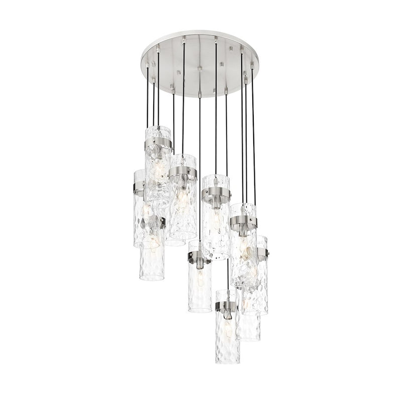 Z-Lite Fontaine 11 Light 26.25" Chandelier, Nickel/Clear Water - 7002P5-11R-BN