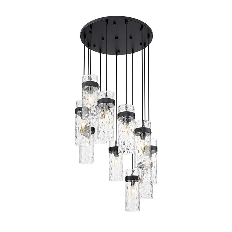 Z-Lite Fontaine 11Lt 26.25" Chandelier, Matte Black/Clear Water - 7002P5-11R-MB