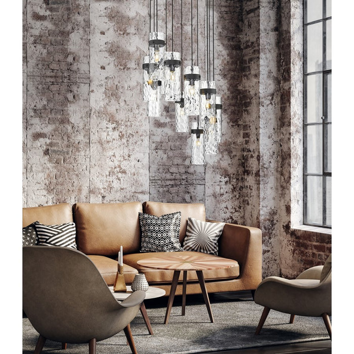 Z-Lite Fontaine 11 Light 26.25" Chandelier, Matte Black/Clear Water