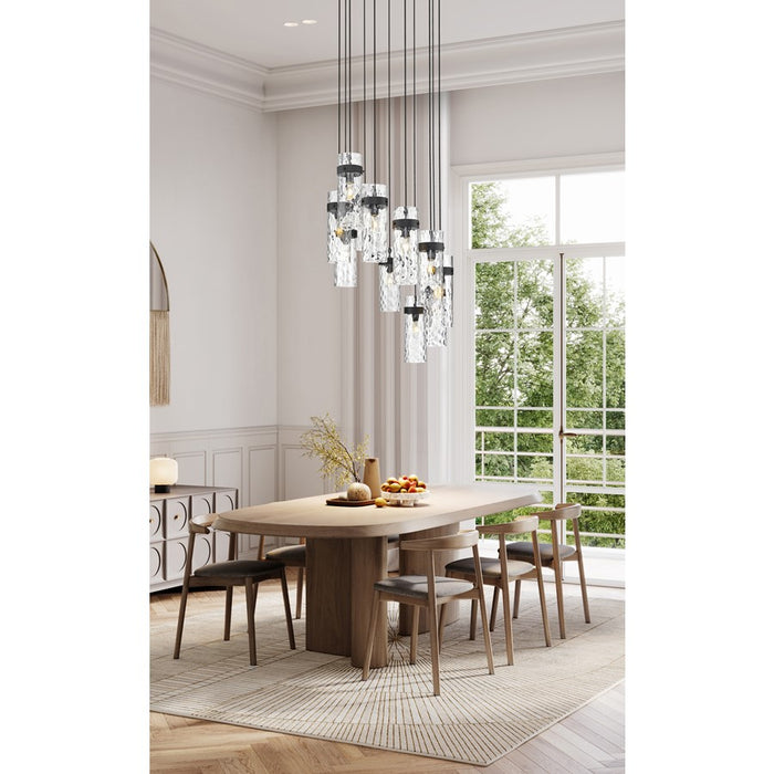 Z-Lite Fontaine 11 Light 26.25" Chandelier, Matte Black/Clear Water