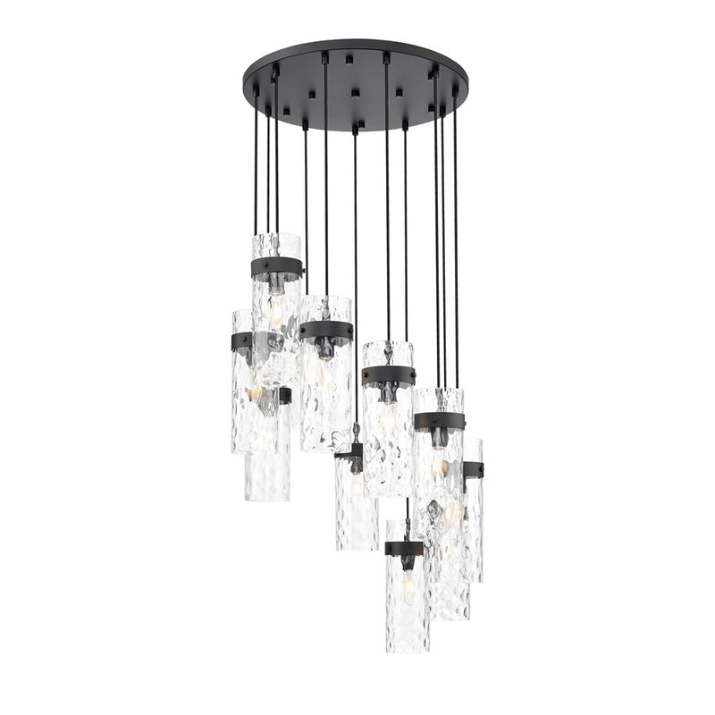 Z-Lite Fontaine 11 Light 26.25" Chandelier, Matte Black/Clear Water