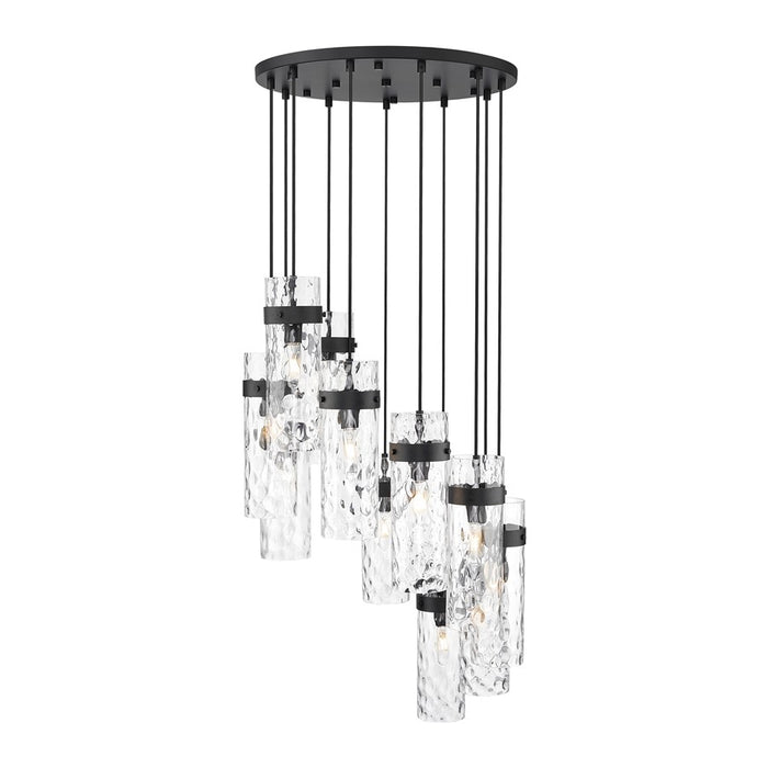 Z-Lite Fontaine 11 Light 26.25" Chandelier, Matte Black/Clear Water