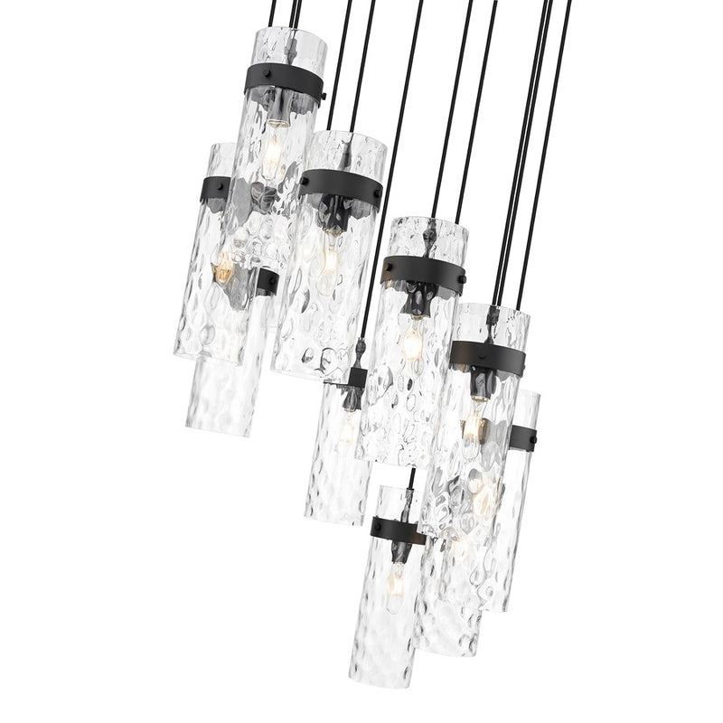 Z-Lite Fontaine 11 Light 26.25" Chandelier, Matte Black/Clear Water