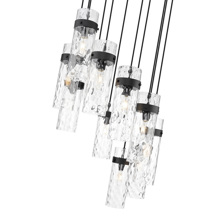 Z-Lite Fontaine 11 Light 26.25" Chandelier, Matte Black/Clear Water
