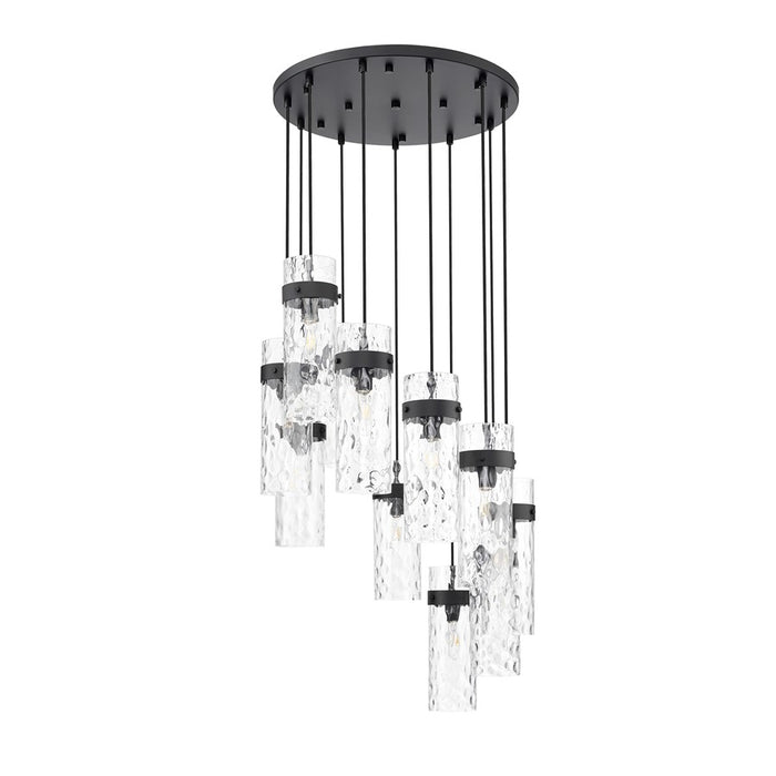 Z-Lite Fontaine 11 Light 26.25" Chandelier, Matte Black/Clear Water