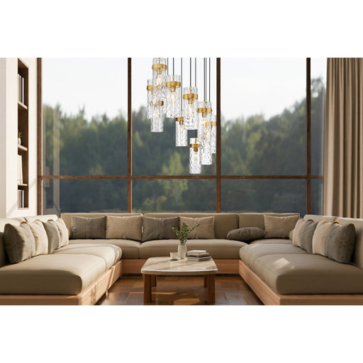 Z-Lite Fontaine 11 Light 26.25" Chandelier, Rubbed Brass/Clear Water