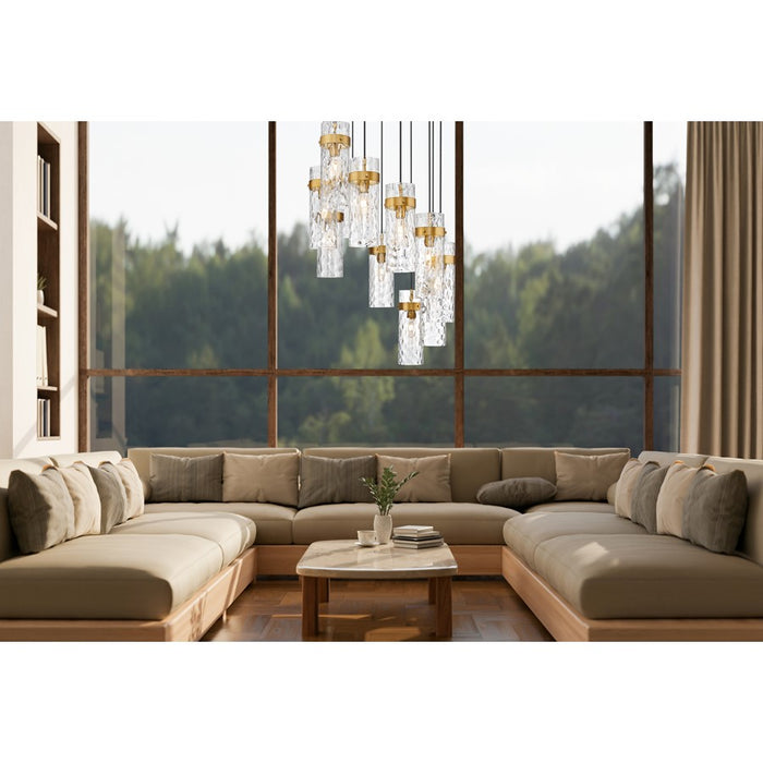 Z-Lite Fontaine 11 Light 26.25" Chandelier, Rubbed Brass/Clear Water