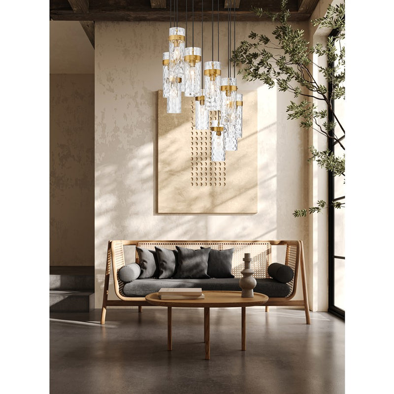 Z-Lite Fontaine 11 Light 26.25" Chandelier, Rubbed Brass/Clear Water