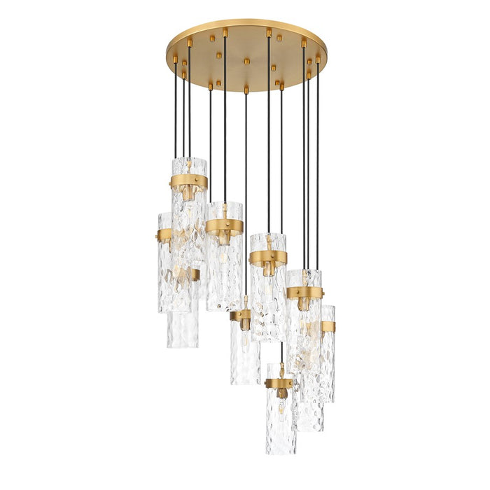 Z-Lite Fontaine 11 Light 26.25" Chandelier, Rubbed Brass/Clear Water