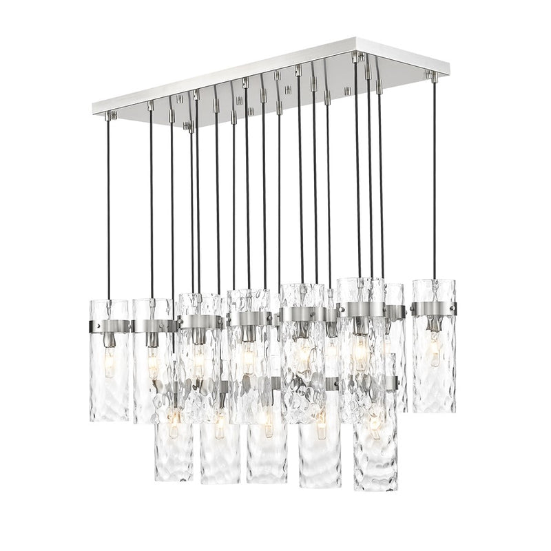Z-Lite Fontaine 17Lt 44" Linear Chandelier, Nickel/Clear Water - 7002P5-17L-BN
