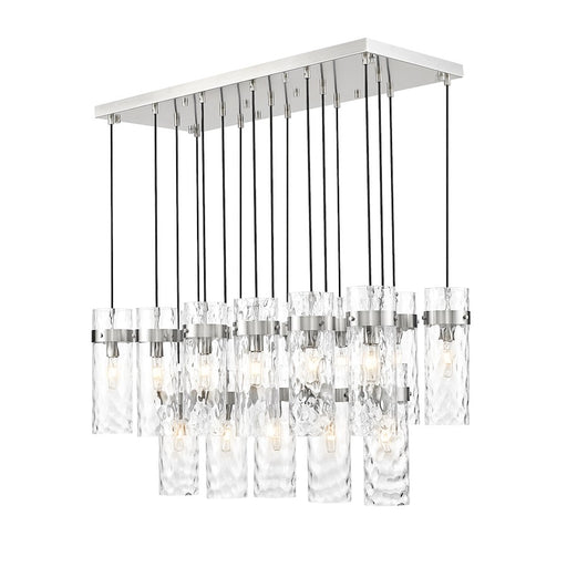 Z-Lite Fontaine 17 Light 44" Linear Chandelier, Nickel/Clear Water - 7002P5-17L-BN