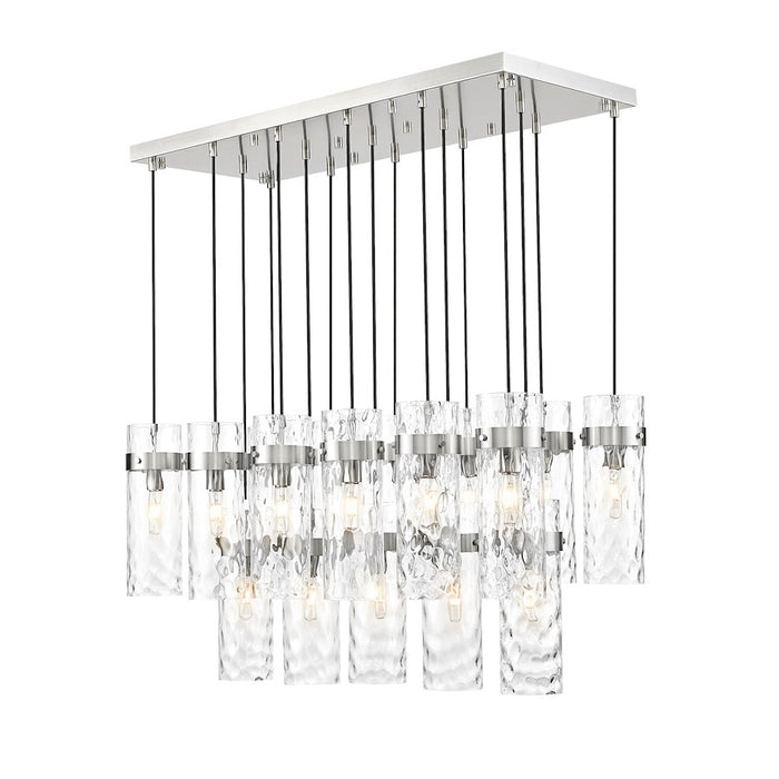 Z-Lite Fontaine 17 Light 44" Linear Chandelier, Nickel/Clear Water - 7002P5-17L-BN