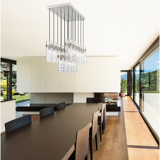 Z-Lite Fontaine 17Lt 44" Linear Chandelier, Nickel/Clear Water