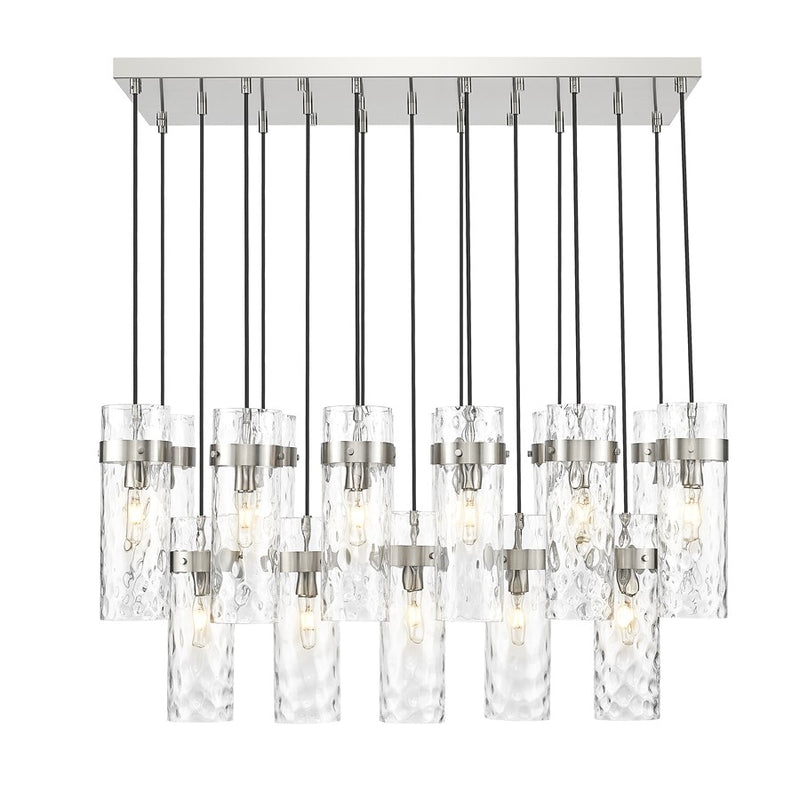 Z-Lite Fontaine 17 Light 44" Linear Chandelier, Nickel/Clear Water