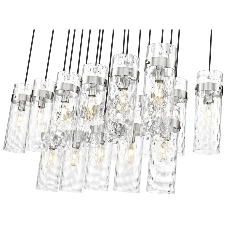 Z-Lite Fontaine 17 Light 44" Linear Chandelier, Nickel/Clear Water